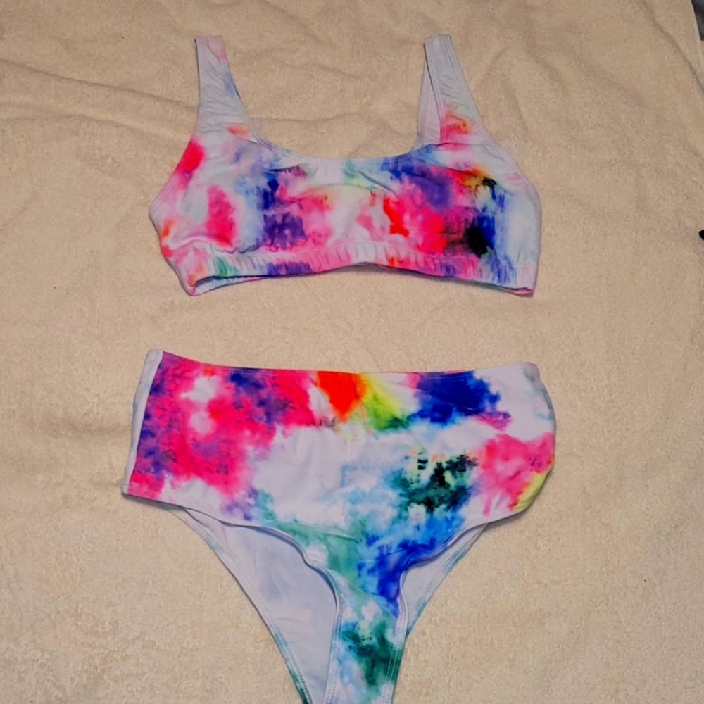 NWT Shein High waisted Tie dye bikini